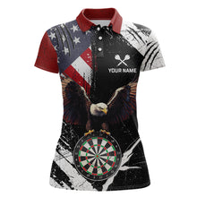 Load image into Gallery viewer, Custom US Flag Eagle Dart Shirt for Women Dartboard Shirt Dart Jerseys Gift for Team Polo &amp;1/4 Zip NNT110