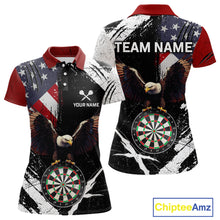 Load image into Gallery viewer, Custom US Flag Eagle Dart Shirt for Women Dartboard Shirt Dart Jerseys Gift for Team Polo &amp;1/4 Zip NNT110