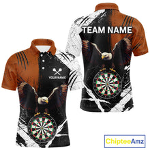 Load image into Gallery viewer, Custom Orange Eagle Dart Shirt for Men Dartboard Shirt Dart Jerseys Gift for Team Polo &amp;1/4 Zip NNT110