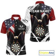 Load image into Gallery viewer, Custom US Flag Eagle Dart Shirt for Men Dartboard Shirt Dart Jerseys Gift for Team Polo &amp;1/4 Zip NNT110