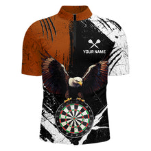Load image into Gallery viewer, Custom Orange Eagle Dart Shirt for Men Dartboard Shirt Dart Jerseys Gift for Team Polo &amp;1/4 Zip NNT110