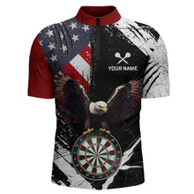 Load image into Gallery viewer, Custom US Flag Eagle Dart Shirt for Men Dartboard Shirt Dart Jerseys Gift for Team Polo &amp;1/4 Zip NNT110