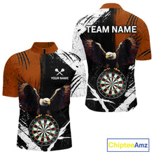 Load image into Gallery viewer, Custom Orange Eagle Dart Shirt for Men Dartboard Shirt Dart Jerseys Gift for Team Polo &amp;1/4 Zip NNT110