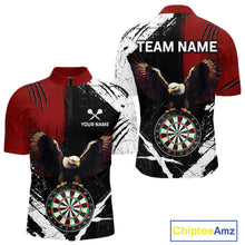 Load image into Gallery viewer, Custom Red Eagle Dart Shirt for Men Dartboard Shirt Dart Jerseys Gift for Team Polo &amp;1/4 Zip NNT110