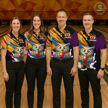 Load image into Gallery viewer, Custom Funny Colorful Owl Bowling Jersey for Women Bowling Uniform Polo &amp; 1/4 Zip Bowling Team Shirts HNT237