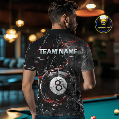 Custom Broken Glass 8 Ball Billiard Shirt for Men Billiard Team Jersey Billiard League NNT193