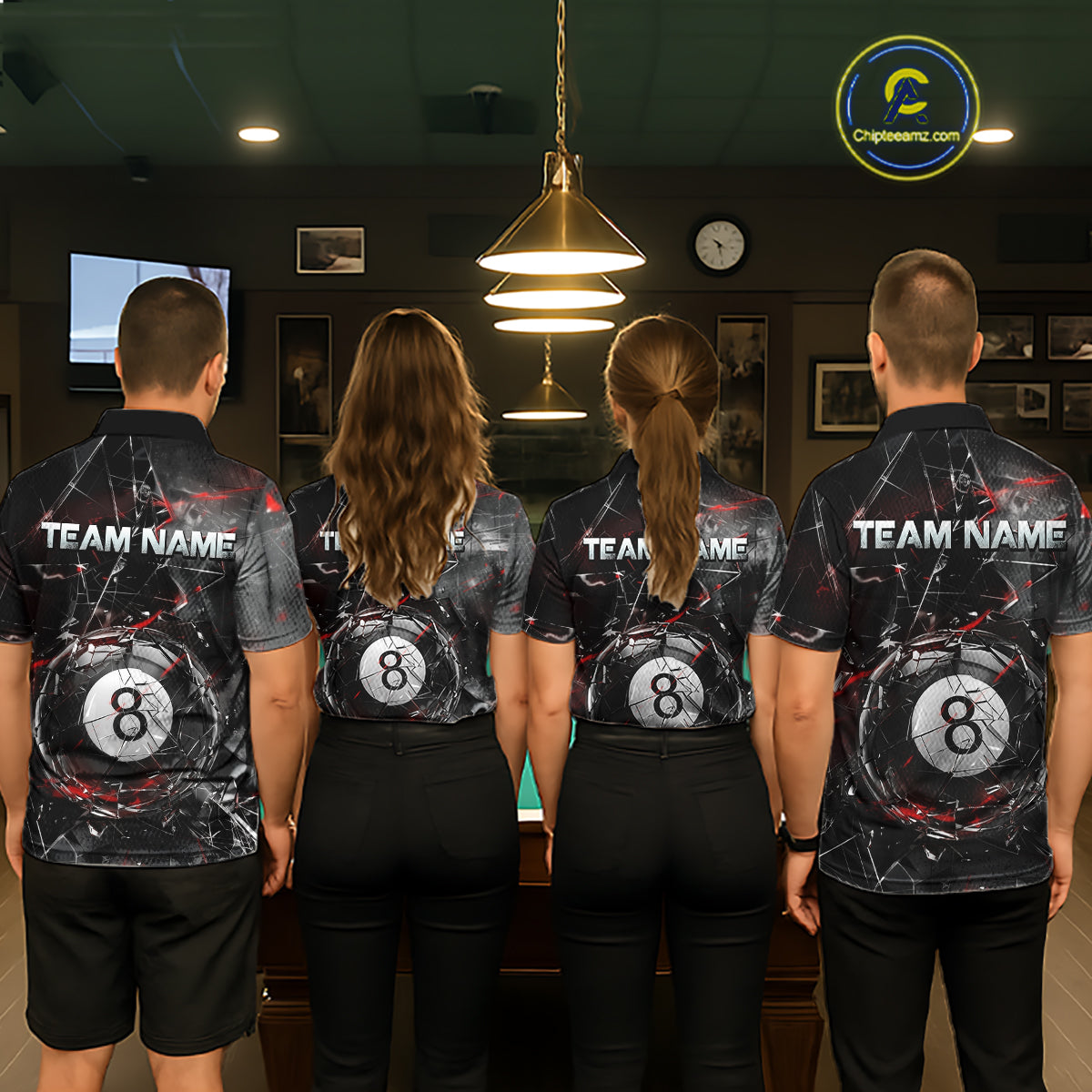 Custom Broken Glass 8 Ball Billiard Shirt for Women Billiard Team Jersey Billiard League NNT193