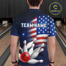 Load image into Gallery viewer, Custom US Flag Galaxy Bowling Jersey for Men Bowling Team Shirts Bowling Polo &amp; 1/4 Zip HNT169