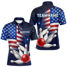 Load image into Gallery viewer, Custom US Flag Galaxy Bowling Jersey for Men Bowling Team Shirts Bowling Polo &amp; 1/4 Zip HNT169