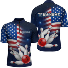 Load image into Gallery viewer, Custom US Flag Galaxy Bowling Jersey for Men Bowling Team Shirts Bowling Polo &amp; 1/4 Zip HNT169