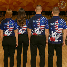 Load image into Gallery viewer, Custom US Flag Galaxy Bowling Jersey for Men Bowling Team Shirts Bowling Polo &amp; 1/4 Zip HNT169