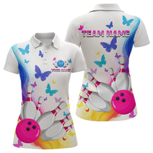 Load image into Gallery viewer, Custom Colorful Butterfly Bowling Jersey for Women Bowling Team Shirts Bowling League Polo &amp; 1/4 Zip HNT173