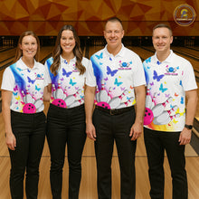 Load image into Gallery viewer, Custom Colorful Butterfly Bowling Jersey for Women Bowling Team Shirts Bowling League Polo &amp; 1/4 Zip HNT173