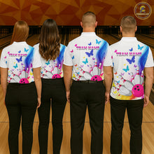 Load image into Gallery viewer, Custom Colorful Butterfly Bowling Jersey for Women Bowling Team Shirts Bowling League Polo &amp; 1/4 Zip HNT173