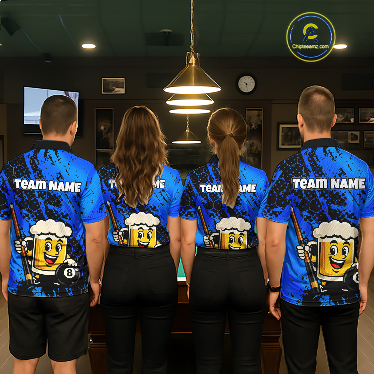 Custom Funny Blue Beer 8 Ball Pool Billiard Shirt for Women Polo & 1/4 Zip, Billiard Team Jerseys NNT147