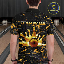 Load image into Gallery viewer, Custom Black and Gold Bowling Tournament Jersey for Men Bowling Team Shirts HNT179
