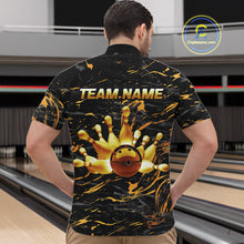 Load image into Gallery viewer, Custom Black and Gold Bowling Tournament Jersey for Men Bowling Team Shirts HNT179