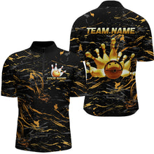 Load image into Gallery viewer, Custom Black and Gold Bowling Tournament Jersey for Men Bowling Team Shirts HNT179