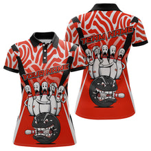 Load image into Gallery viewer, Custom Red Funny Bowling Jersey for Women Bowling Team Shirts Bowling League Polo &amp; 1/4 Zip HNT155