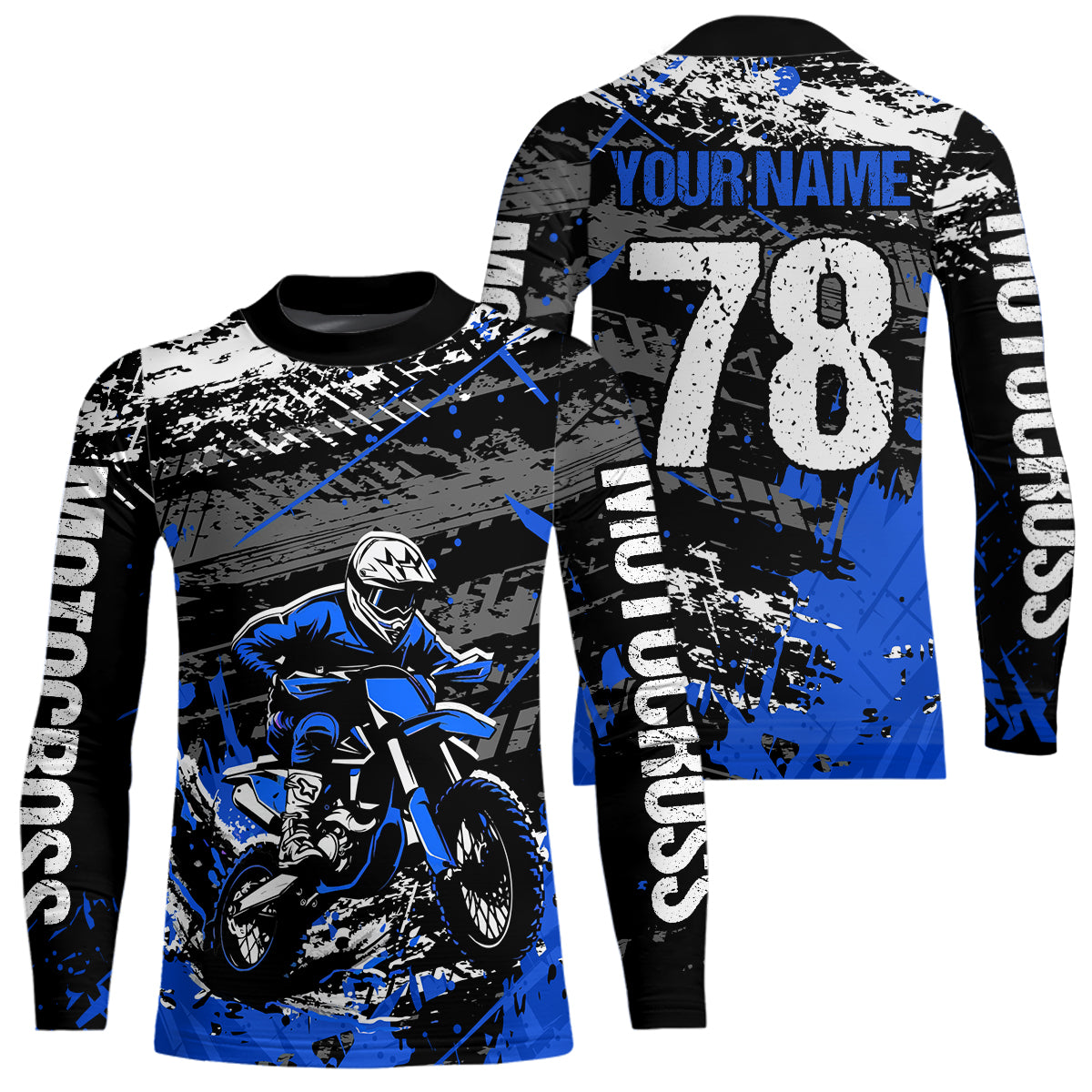 Blue Youth Dirt Bike Jersey Adult Kid Upf30+ Customized Motocross Jersey Off-Roading Jersey DNT48