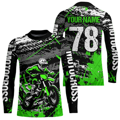 Green Youth Dirt Bike Jersey Adult Kid Upf30+ Customized Motocross Jersey Off-Roading Jersey DNT48