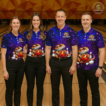 Load image into Gallery viewer, Group of bowlers in funny bearded dragon team shirts, personalized bowling uniforms front view.