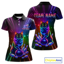 Load image into Gallery viewer, Custom Funny Cat Neon Colorful Bowling Jersey for Women Bowling Uniform Bowling Team Shirts HNT281