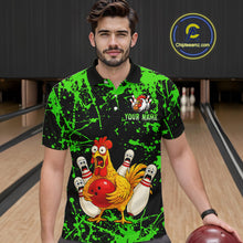 Load image into Gallery viewer, Custom Green Funny Chicken Bowling Jersey for Men Bowling Uniform Bowling Team Shirts HNT282