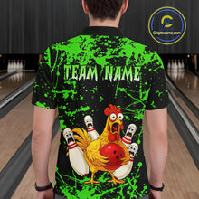 Load image into Gallery viewer, Custom Green Funny Chicken Bowling Jersey for Men Bowling Uniform Bowling Team Shirts HNT282