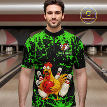 Load image into Gallery viewer, Custom Green Funny Chicken Bowling Jersey for Men Bowling Uniform Bowling Team Shirts HNT282