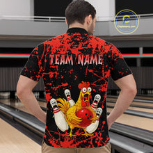 Load image into Gallery viewer, Custom Red Funny Chicken Bowling Jersey for Men Bowling Uniform Bowling Team Shirts HNT282