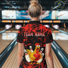 Load image into Gallery viewer, Custom Red Funny Chicken Bowling Jersey for Women Bowling Uniform Bowling Team Shirts HNT282