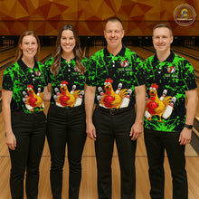 Load image into Gallery viewer, Custom Green Funny Chicken Bowling Jersey for Men Bowling Uniform Bowling Team Shirts HNT282