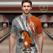 Load image into Gallery viewer, Custom Funny Horse Bowling Jersey for Men Bowling Team Shirts Bowling League Polo &amp; 1/4 Zip HNT181