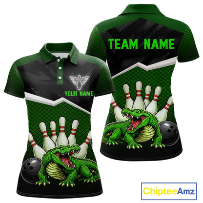 Custom Funny Crocodile Bowling Shirt Alligator Bowling Jersey for Women Polo & 1/4 Zip HNT207