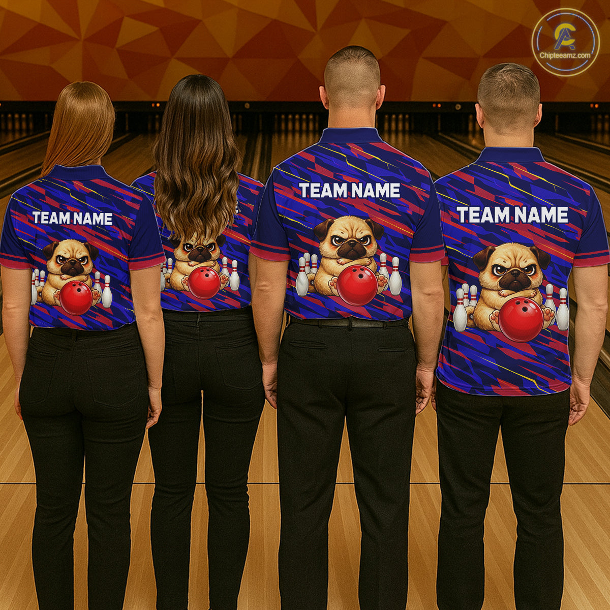 Custom Funny Dog Bowling Jersey for Men Bowling Uniform Polo &1/4 Zip Bowling Team Shirts HNT249