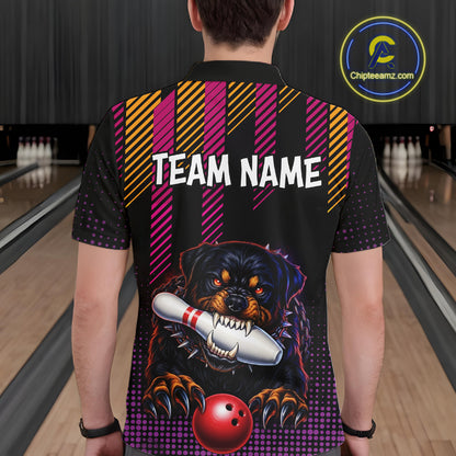 Custom Funny French Bulldog Bowling Jersey for Men Bowling Team Shirts Polo & 1/4 Zip HNT185