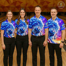 Load image into Gallery viewer, Custom American Wave Patriotic Bowling Jersey for Women Unisex Bowling Team Shirts Polo &amp; 1/4 Zip HNT343