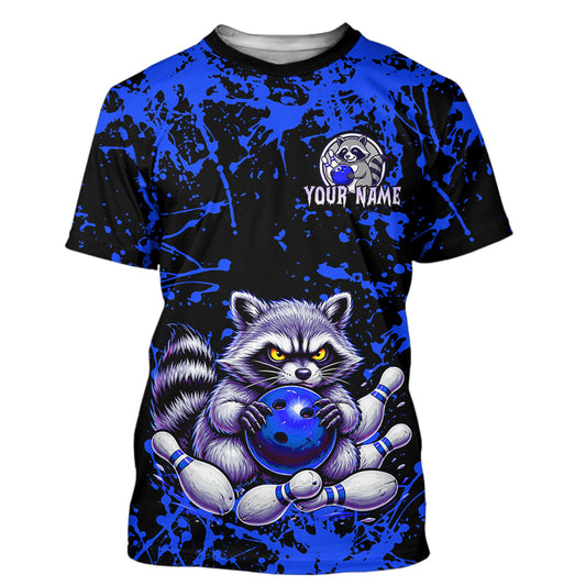 Custom Blue Raccoon Bowling Jersey for Men Women Bowling Uniform Bowling Team Shirts HNT224