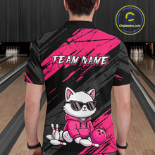 Load image into Gallery viewer, Custom Funny Pink Cat Bowling Jersey for Men Bowling Team Shirts Bowling Polo &amp; 1/4 Zip HNT257