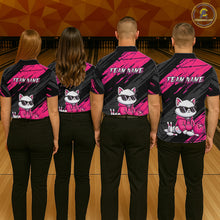 Load image into Gallery viewer, Custom Funny Pink Cat Bowling Jersey for Men Bowling Team Shirts Bowling Polo &amp; 1/4 Zip HNT257