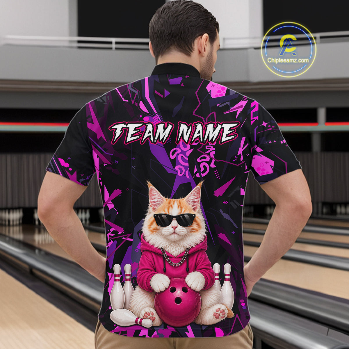 Custom Funny Maine Coon Cat Bowling Jersey for Men Bowling League Bowling Team Shirts HN292