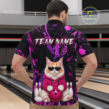 Custom Funny Maine Coon Cat Bowling Jersey for Men Bowling League Bowling Team Shirts HN292
