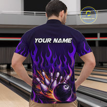 Load image into Gallery viewer, Purple Flaming Bowling Jersey for Men Custom Bowling League Bowling Team Shirts HN293