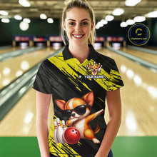 Load image into Gallery viewer, Person wearing a bowling shirt with a dog design in a bowling alley