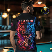 Load image into Gallery viewer, Person wearing a black t-shirt with a colorful tiger design and 'TEAM NAME' text, standing in a bar.