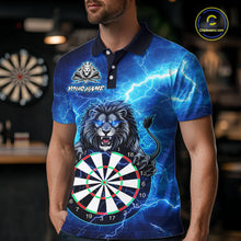 Load image into Gallery viewer, Custom Thunder Lion Dart Shirt Dart Team Jersey for Men Dartboard Polo &amp; 1/4 Zip Shirts NNT169
