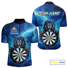 Load image into Gallery viewer, Custom Thunder Lion Dart Shirt Dart Team Jersey for Men Dartboard Polo &amp; 1/4 Zip Shirts NNT169