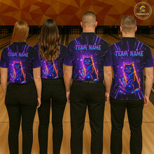 Load image into Gallery viewer, Custom Neon Cat Bowling Jersey for Women Bowling Team Shirts Bowling League Polo &amp; 1/4 Zip HNT153