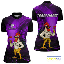 Load image into Gallery viewer, Custom Purple Funny Chicken Darts Shirt for Women Darts Team Jerseys Polo &amp; 1/4 Zip Dart League NNT131